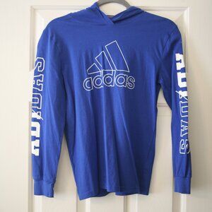 Adidas Boys Hooded Long Sleeve T-Shirt, Size M(10/12), Blue
